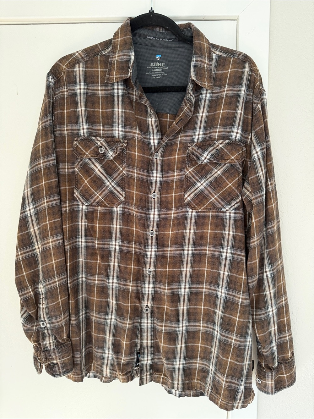 Kuhl Men's Brown & Khaki Plaid Flannel Shirt